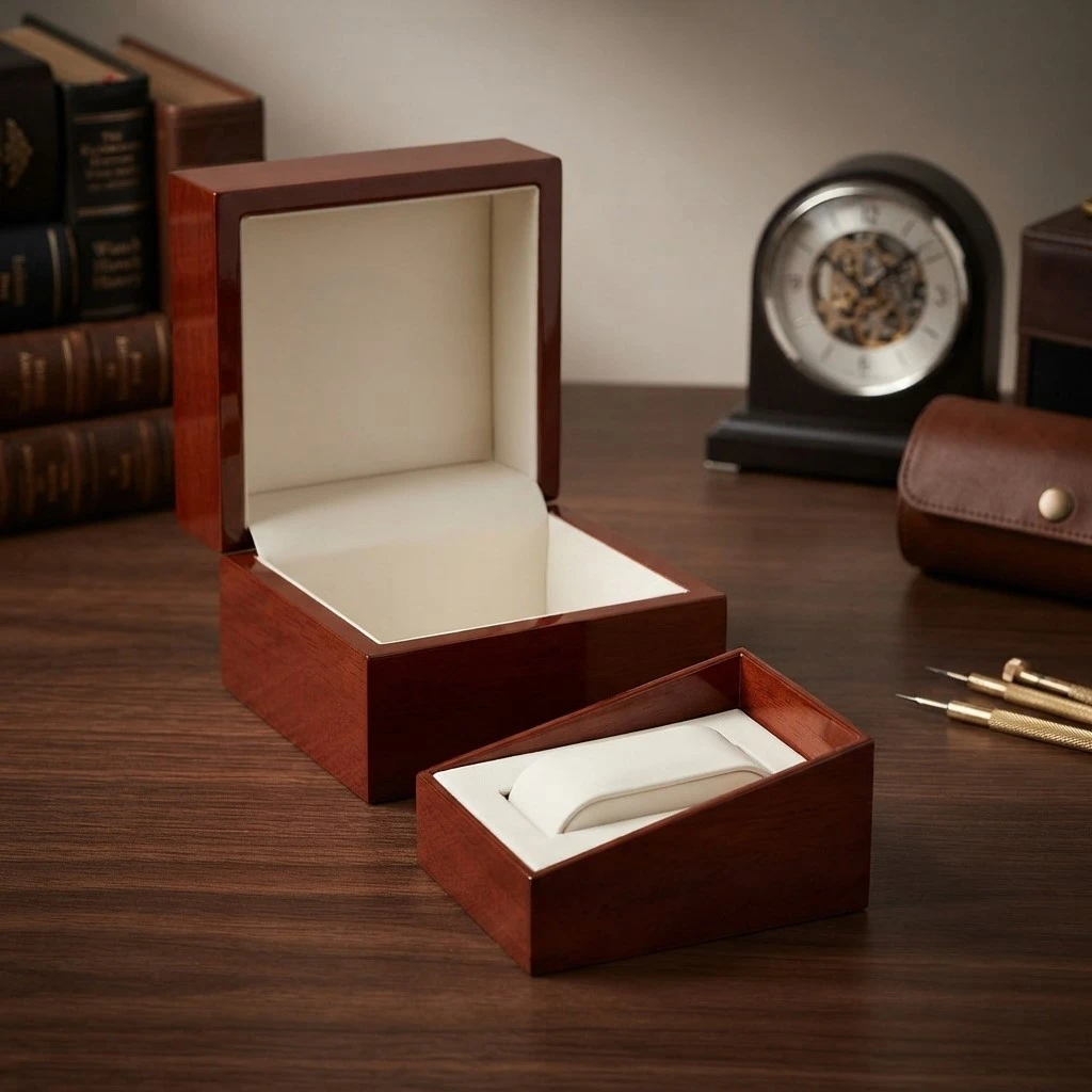 Premium Solid Rubberwood Watch Box Premium Solid Rubberwood Watch Box